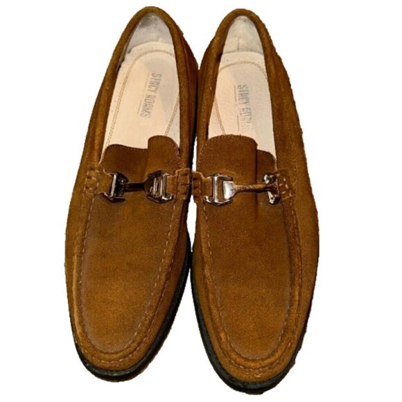 Stacy Adams Men’s Sliver Buckle Round Toe Brown Suede Leather Loafers - Picture 1 of 7